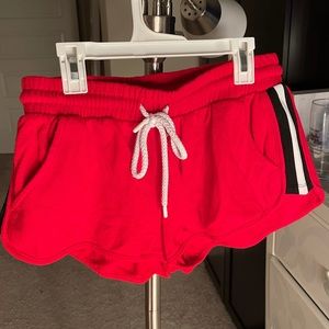 Small Garage Red Shorts B&W Strip